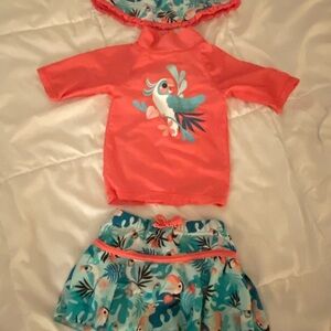 Skinz Coral Girls Swim Top with Snap Closure